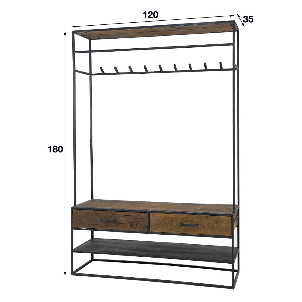 Coat Rack Alvin HomeHaven Brown LxBxH 126x86x40 Wood Nnb