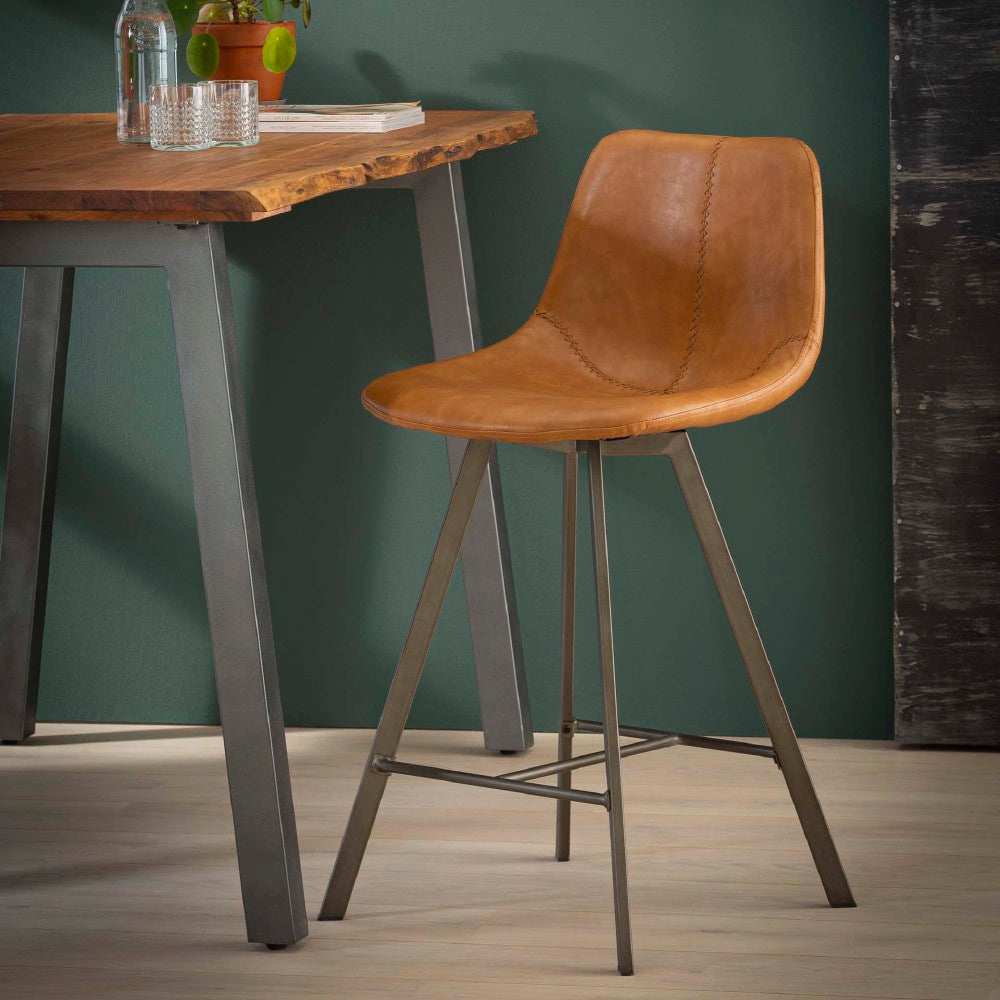Bar Stool Jagger HomeHaven Cognac LxBxH 76x54x54 Artificial leather Nnb