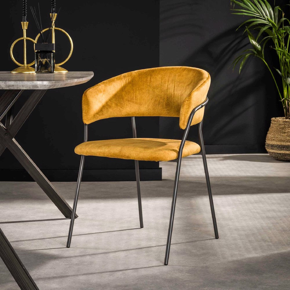 Dining Chair Augustine HomeHaven Gold LxBxH 75x66x61 Fabric Nnb