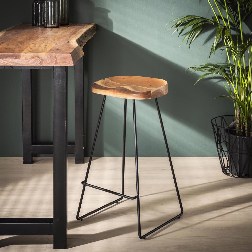 Bar Stool Malcolm HomeHaven Brown LxBxH 88x46x46 Acacia wood Nnb